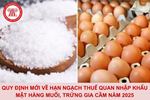 Hạn ngạch thuế quan nhập khẩu mặt hàng muối, trứng gia cầm năm 2025