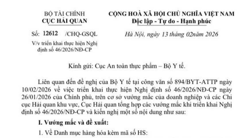 Công văn 12612/CHQ-GSQL triển khai Nghị định 46/2026/NĐ-CP an toàn thực ...