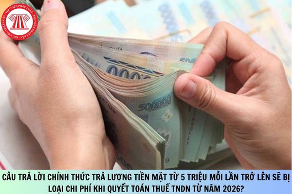 Câu trả lời chính thức trả lương tiền mặt từ 5 triệu mỗi lần trở lên sẽ bị loại chi phí khi quyết toán thuế TNDN từ năm 2026?