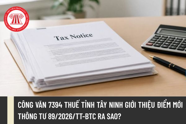 Công văn 7394 Thuế tỉnh Tây Ninh giới thiệu điểm mới Thông tư 89/2026/TT-BTC ra sao?