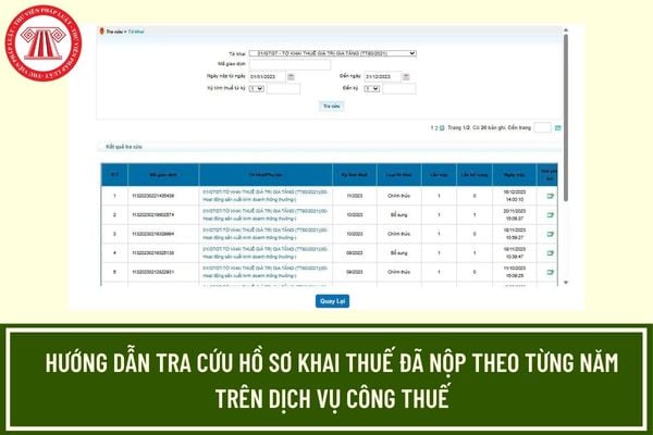 Hướng dẫn tra cứu hồ sơ khai thuế đã nộp theo từng năm trên Dịch vụ công Thuế?