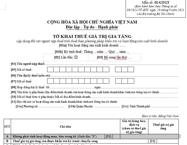 tơ khai gtgt