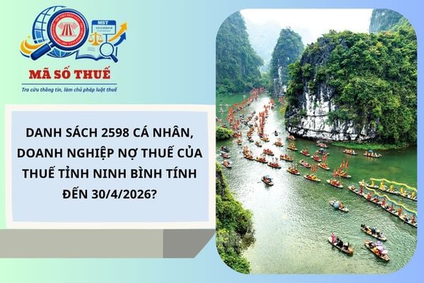 Danh sách 2598 cá nhân, doanh nghiệp nợ thuế của Thuế tỉnh Ninh Bình tính đến 30/4/2026?