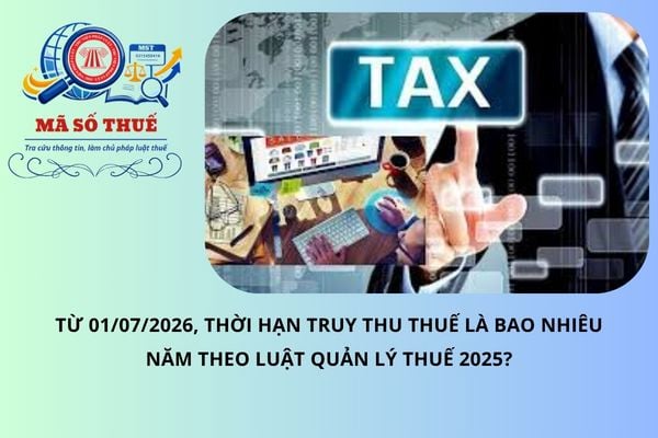 Từ 01/07/2026, thời hạn truy thu thuế là bao nhiêu năm theo Luật Quản lý thuế 2025?