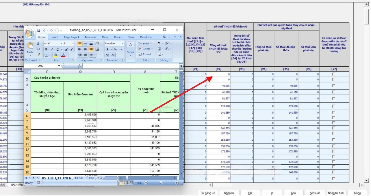 Hướng dẫn sửa file lỗi tải bảng kê 05 1 không lên chỉ tiêu 22 trên phần mềm HTKK?