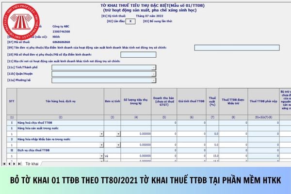 Bỏ tờ khai 01 TTĐB theo TT80/2021 tờ khai thuế tiêu thụ đặc biệt trên phần mềm HTKK đúng không?