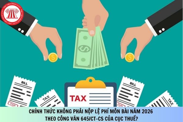 Chính thức không phải nộp lệ phí môn bài năm 2026 theo Công văn 645/CT-CS của Cục Thuế?