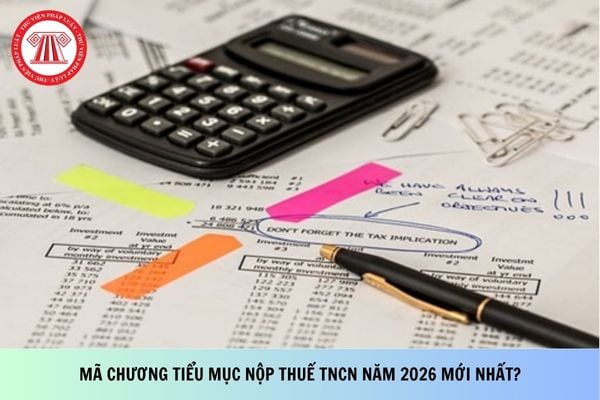 Mã chương tiểu mục nộp thuế TNCN năm 2026 mới nhất?