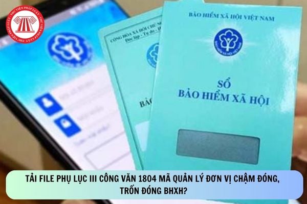 Tải file Phụ lục III Công văn 1804 Mã quản lý đơn vị chậm đóng, trốn đóng BHXH?