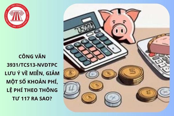 Công văn 3931/TCS13-NVDTPC lưu ý về miễn, giảm một số khoản phí, lệ phí theo Thông tư 117 ra sao?