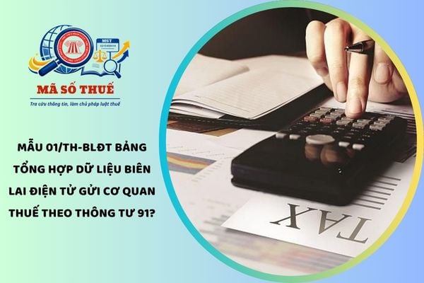Mẫu 01/TH-BLĐT Bảng tổng hợp dữ liệu biên lai điện tử gửi cơ quan thuế theo Thông tư 91?