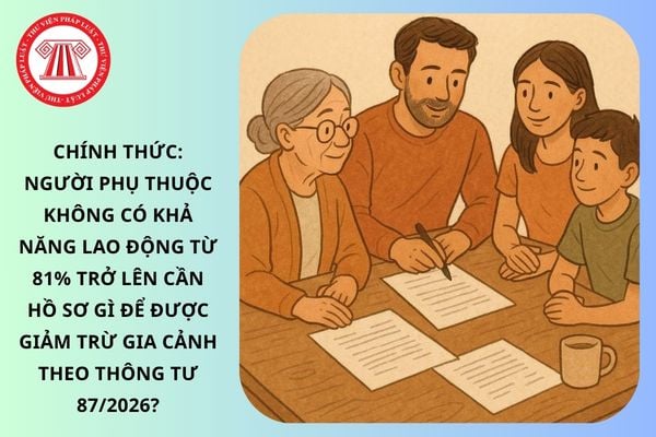 Chính thức: Người phụ thuộc không có khả năng lao động từ 81% trở lên cần hồ sơ gì để được giảm trừ gia cảnh theo Thông tư 87/2026?