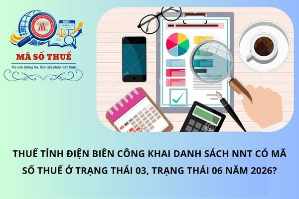 Thuế tỉnh Điện Biên công khai danh sách NNT có mã số thuế ở trạng thái 03, trạng thái 06 năm 2026?