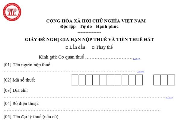Hướng dẫn viết mẫu giấy đề nghị gia hạn nộp thuế và tiền thuê đất theo Nghị định 82?