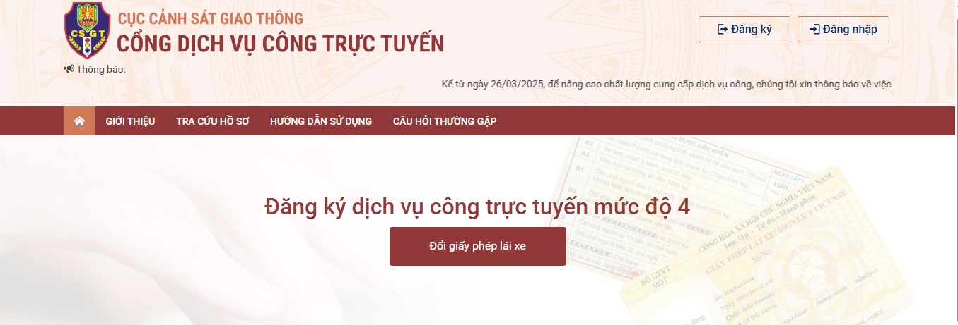 Dvc Gplx Csgt Bocongan Gov Vn C ng D ch V C ng C p i GPLX M c 4 