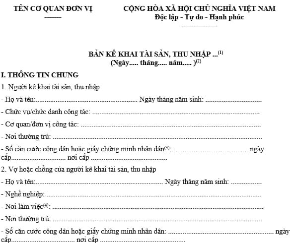 Mẫu kê khai tài sản thu nhập cuối năm 2025 theo Nghị định 130 mới nhất ...