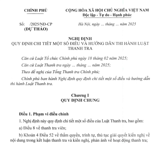 Dự thảo Luật Thanh tra là việc giảm số điều từ 118 xuống còn 64