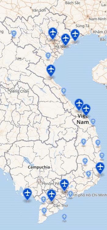 Bản đồ vị trí các sân bay tại Việt Nam chi tiết nhất 2025?