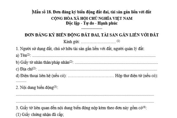 Mẫu đơn xin cấp đổi, cấp lại giấy chứng nhận quyền sử dụng đất năm 2025