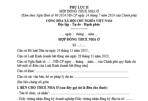 Mẫu hợp đồng thuê phòng trọ mới nhất 2026