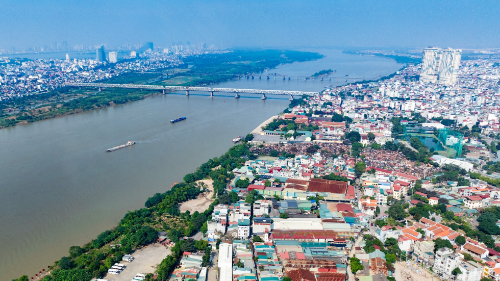 Toàn cảnh khu vực xây dựng siêu dự án đại lộ cảnh quan sông Hồng