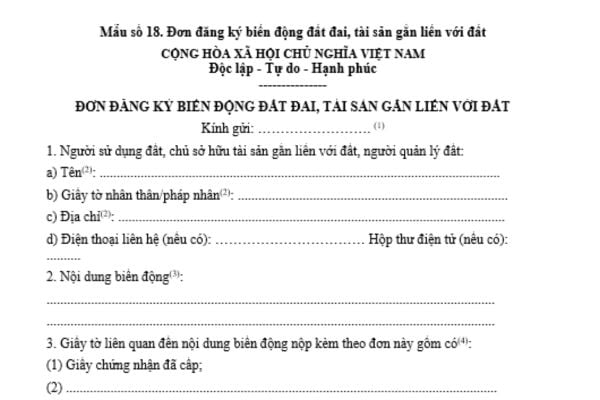 Mẫu đơn đề nghị đính chính sổ đỏ