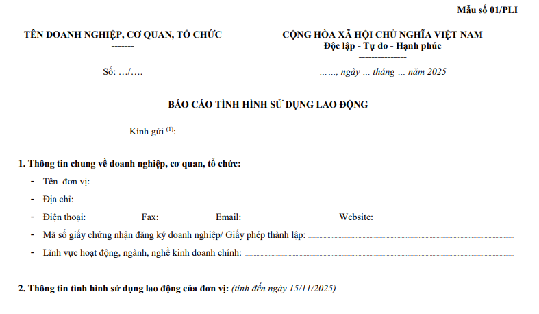 Mẫu 01/PLI