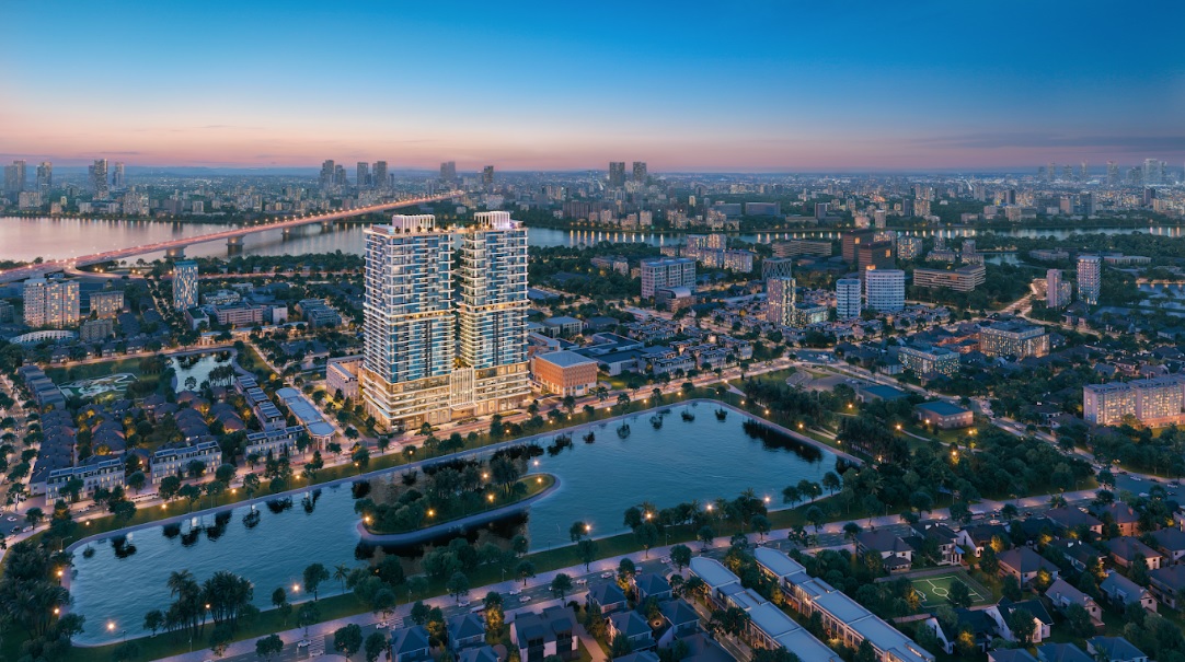 Phối cảnh tổng thể cảnh đêm dự án Rivea Residence