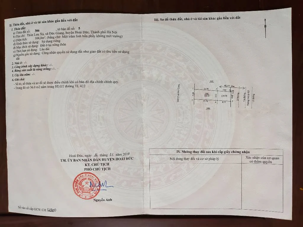 Bán nhà riêng Đường 442 Cạnh Toán VN Hoài Đức, 104m2, NTCB, pháp lý rõ ràng, giá chỉ 16 tỷ