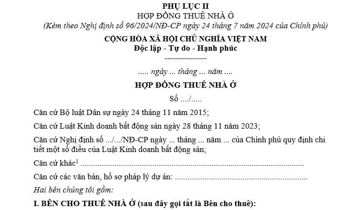 Mẫu hợp đồng thuê nhà để đăng ký tạm trú mới nhất 2026