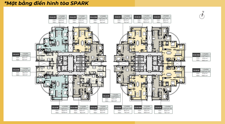 mặt bằng điển hình tòa SPARK