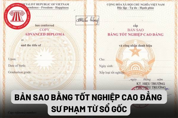 Bản sao bằng tốt nghiệp cao đẳng sư phạm từ sổ gốc