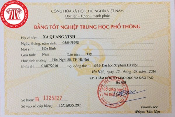 Bằng tốt nghiệp trung học phổ thông