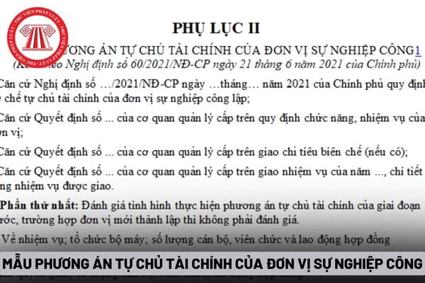 Mẫu báo cáo phương án tự chủ tài chính của đơn vị sự nghiệp công