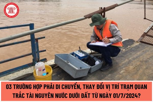 03 trường hợp phải di chuyển, thay đổi vị trí trạm quan trắc tài nguyên nước dưới đất từ ngày 01/7/2024?