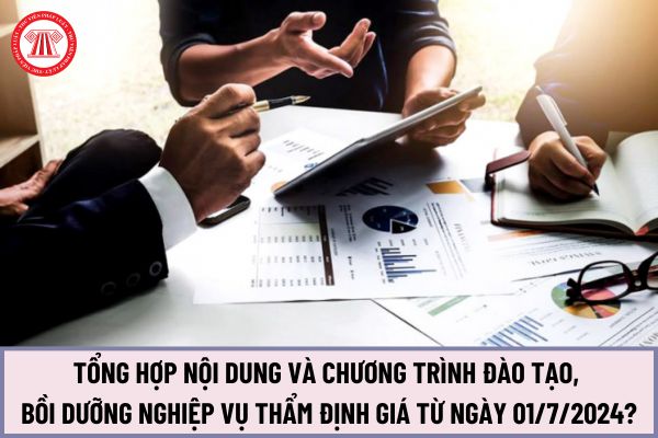 Tổng hợp nội dung và chương trình đào tạo, bồi dưỡng nghiệp vụ thẩm định giá từ ngày 01/7/2024 tại Thông tư 39/2024/TT-BTC?