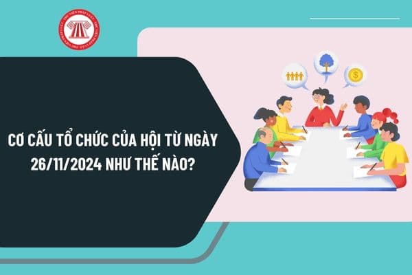 Cơ cấu tổ chức của hội từ ngày 26/11/2024 như thế nào? Nhiệm kỳ đại hội được quy định như thế nào?