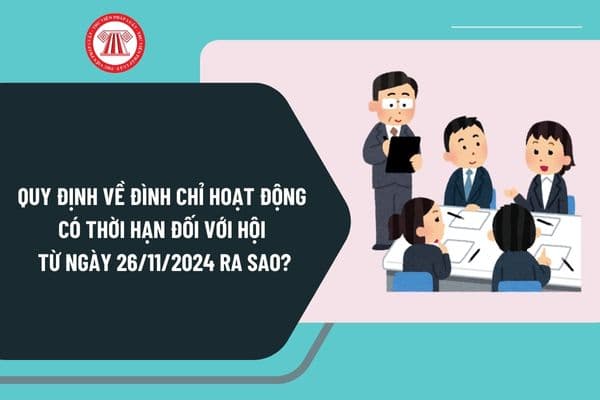 Quy định về đình chỉ hoạt động có thời hạn đối với hội theo Nghị định 126 từ ngày 26/11/2024 như thế nào?