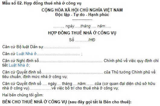 Hợp đồng thuê nhà ở công vụ