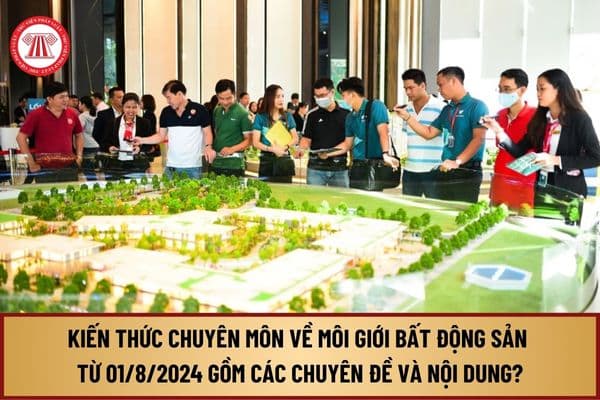 Kiến thức chuyên môn về môi giới bất động sản từ ngày 01/8/2024 gồm các chuyên đề và nội dung nào?