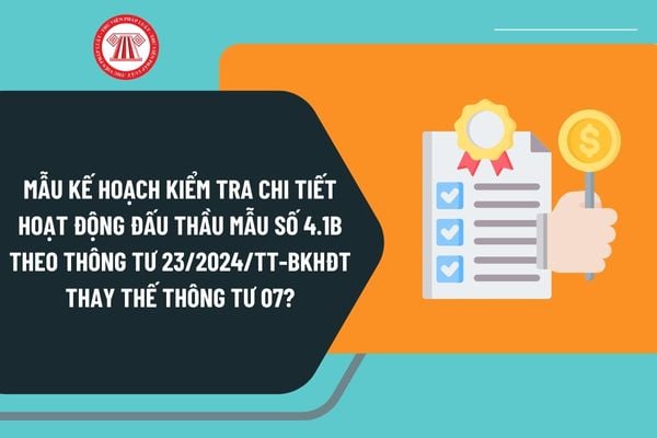 Mẫu kế hoạch kiểm tra chi tiết hoạt động đấu thầu mẫu số 4.1B theo Thông tư 23/2024/TT-BKHĐT thay thế Thông tư 07?