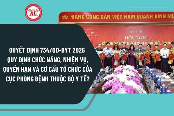 Quyết định 734/QĐ-BYT 2025 quy định chức năng, nhiệm vụ, quyền hạn và cơ cấu tổ chức của Cục Phòng bệnh thuộc Bộ Y tế?