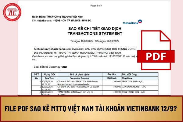 File PDF sao kê MTTQ Việt Nam tài khoản Vietinbank 12 9? Tải file PDF sao kê MTTQ Việt Nam tài khoản Vietinbank 12 9 ở đâu?