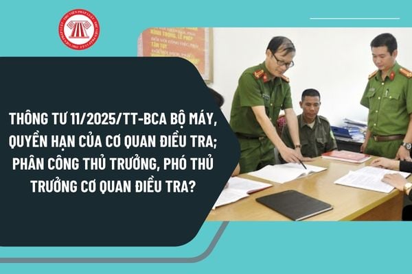 Thông tư 11/2025/TT-BCA bộ máy, quyền hạn của Cơ quan điều tra; phân công Thủ trưởng, Phó Thủ trưởng Cơ quan điều tra?