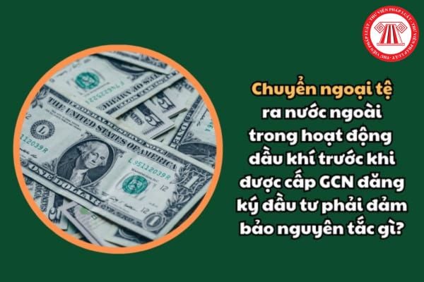 Chuyển ngoại tệ ra nước ngoài trong hoạt động dầu khí trước khi được cấp GCN đăng ký đầu tư phải đảm bảo nguyên tắc gì?