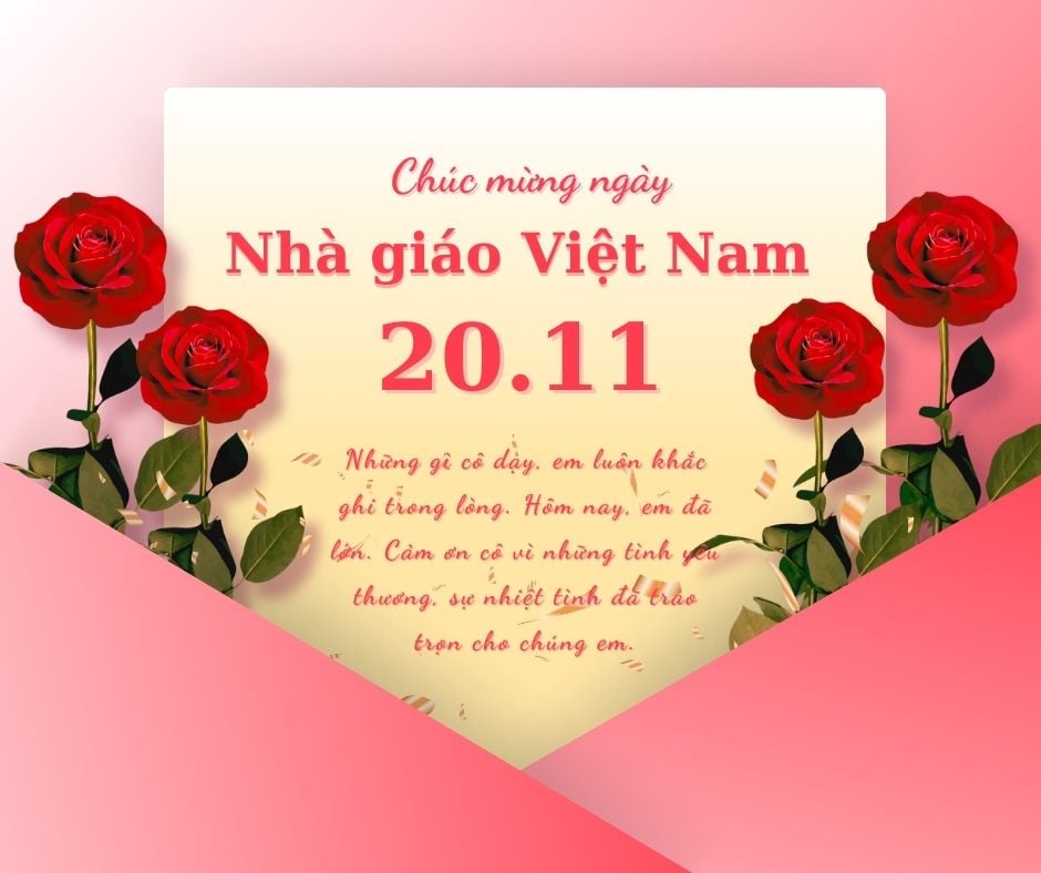 Mẫu thiệp chúc mừng Ngày Nhà giáo Việt Nam 20 11 đơn giản, ý nghĩa