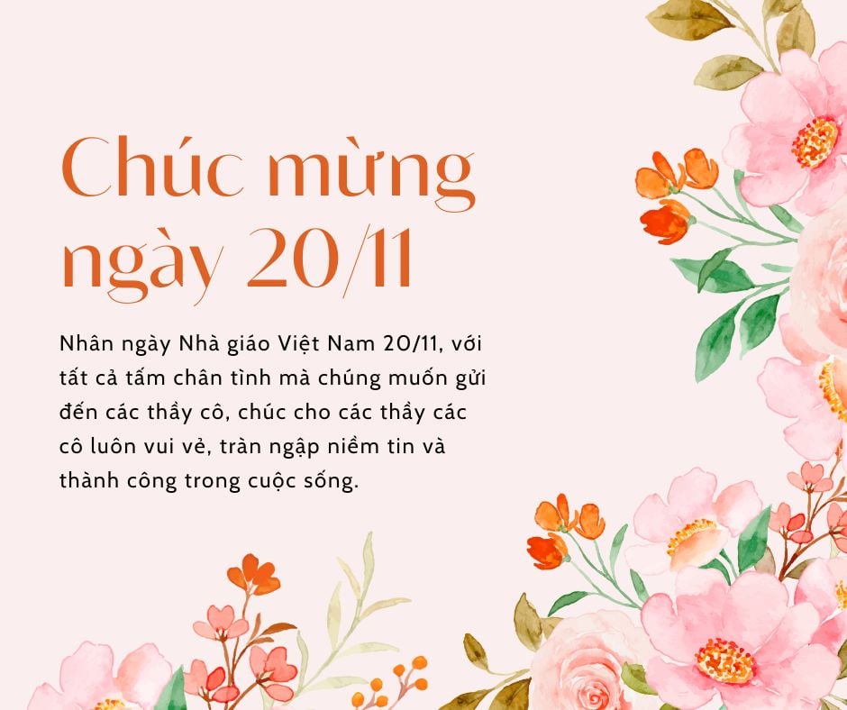 Mẫu thiệp chúc mừng Ngày Nhà giáo Việt Nam 20 11 đơn giản, ý nghĩa