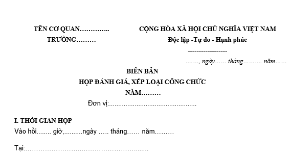 Mẫu Biên bản họp đánh giá xếp loại công chức mới nhất là mẫu nào? Tải mẫu biên bản về ở đâu?