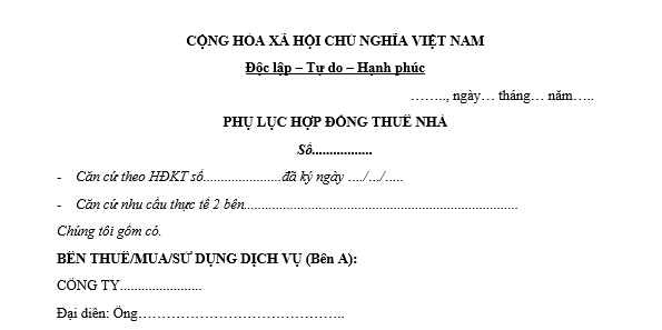 Mẫu phụ lục hợp đồng thuê nhà ở mới nhất là mẫu nào? Tải về ở đâu? Hợp đồng thuê nhà ở phải có nội dung gì?