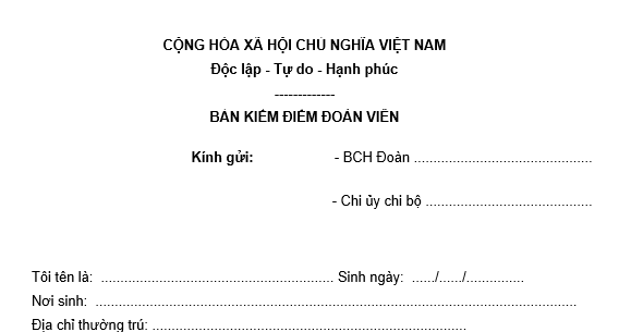 Mẫu bản kiểm điểm Đoàn viên cuối năm?